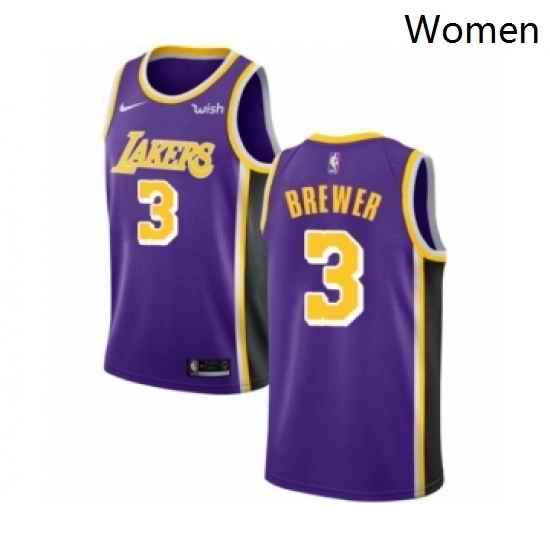 Womens Los Angeles Lakers 3 Corey Brewer Authentic Purple Basketball Jerseys Icon Edition